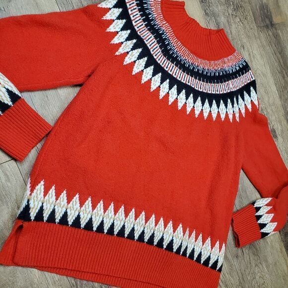 CHARTER CLUB Womens Red Ribbed Long Sleeve Mock Neck Sweater L - Picture 3 of 9